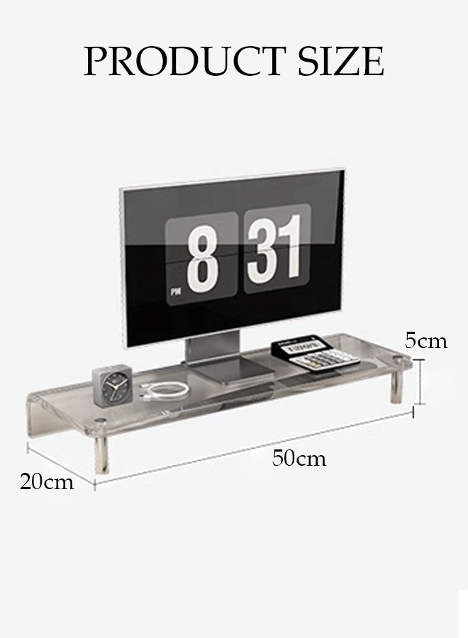 DUNISO Acrylic Monitor Stand Riser,Computer Stand with Keyboard Organizer,Desktop Rack for Home,Office and Dorm,Ergonomic Desk Organizer,Computer Holder(50*20*5cm) - Image 2